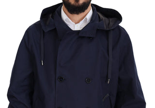 Elegant Double-breasted Blue Parka Jacket