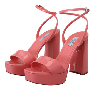 Chic Pink Patent Leather Platform Sandals