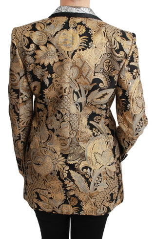 Elegant Gold Floral Jacquard Blazer