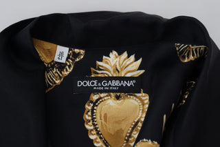 Elegant Silk Pajama Look Shirt With Gold Hearts