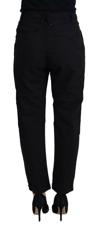Chic Tapered Black Cotton Pants