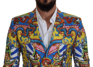 Elegant Silk Double-breasted Dragon Blazer