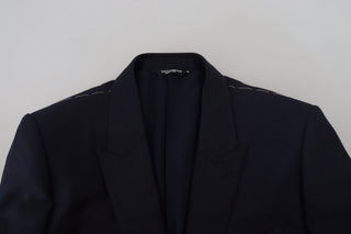 Elegant Blue Martini Wool-silk Blend Suit