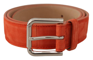 Elegant Suede Leather Belt In Vibrant Orange