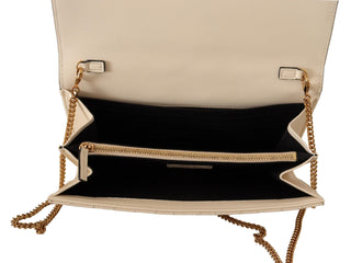 Elegant White Nappa Leather Evening Shoulder Bag