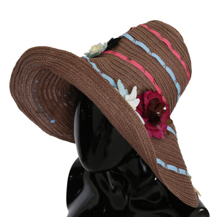 Elegant Floppy Straw Hat With Floral Accents