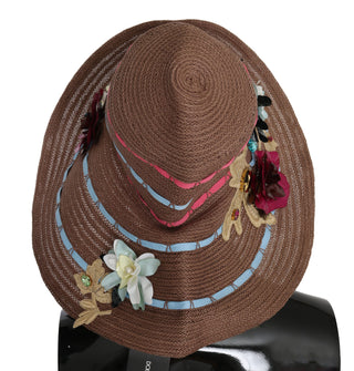 Elegant Floppy Straw Hat With Floral Accents