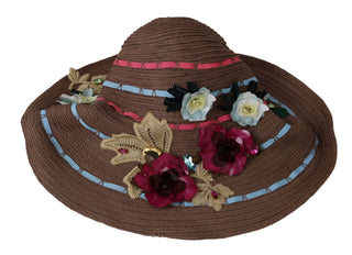 Elegant Floppy Straw Hat With Floral Accents