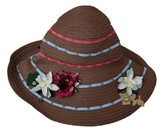 Elegant Floppy Straw Hat With Floral Accents