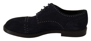 Elegant Suede Derby Shoes With Silver Studs