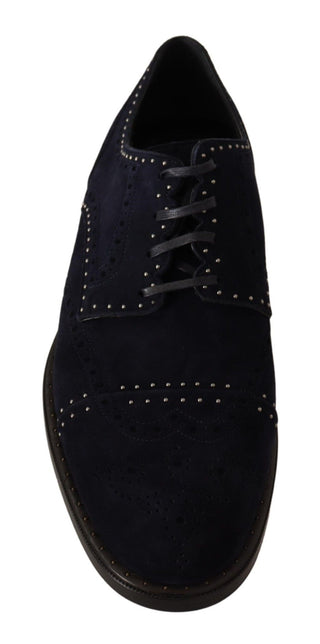 Elegant Suede Derby Shoes With Silver Studs