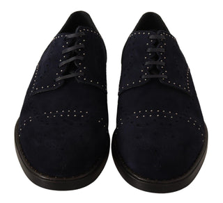 Elegant Suede Derby Shoes With Silver Studs