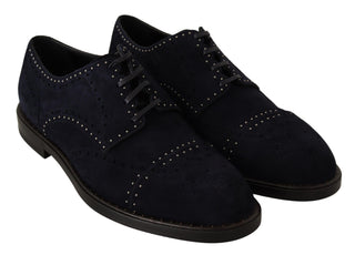 Elegant Suede Derby Shoes With Silver Studs