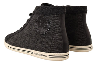 Elegant High Top Cotton/wool Sneakers