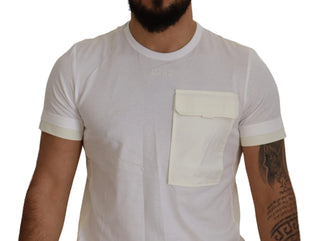 Elegant White Cotton Tee With Dg Chest Pocket