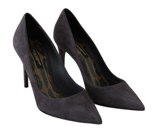 Elegant Gray Suede Stiletto Pumps