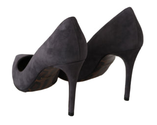 Elegant Gray Suede Stiletto Pumps