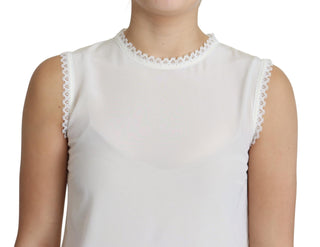 Elegant Silk Lace-detailed Sleeveless Blouse