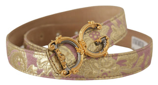 Chic Gold And Pink Leather Belt