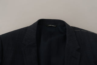 Elegant Dark Blue Cotton Three Piece Martini Suit