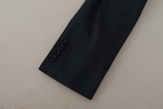 Elegant Dark Blue Cotton Three Piece Martini Suit