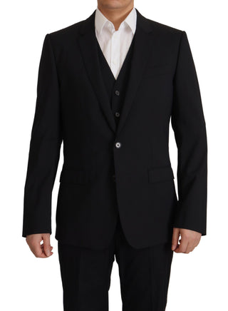 Elegant Black Martini Blazer And Vest Ensemble