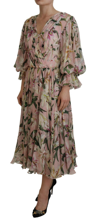 Floral Silk Maxi Dress With Back Zipper