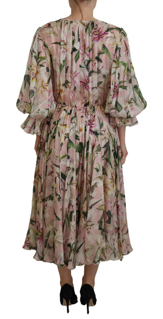 Floral Silk Maxi Dress With Back Zipper