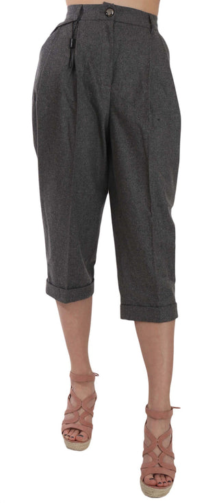 Elegant Gray Wool-cashmere Pleated Trousers