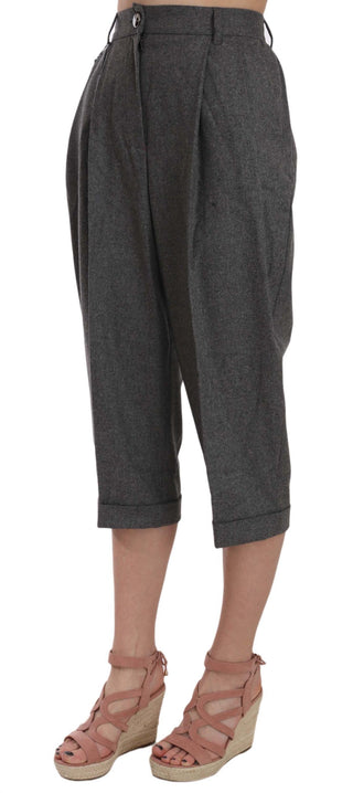 Elegant Gray Wool-cashmere Pleated Trousers