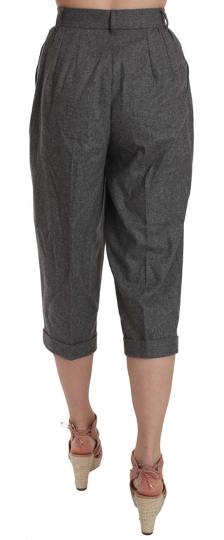 Elegant Gray Wool-cashmere Pleated Trousers