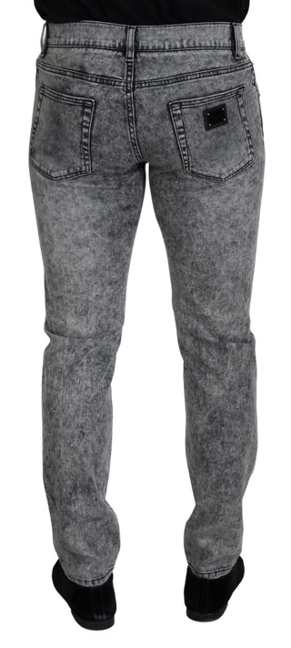 Elegant Gray Washed Denim Pants