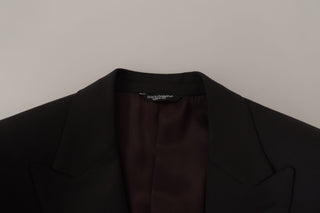 Elegant Slim Black Wool Blazer Jacket