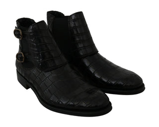 Elegant Derby Brogue Boots In Exotic Leather