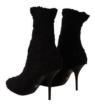 Elegant Black Mid-calf Viscose Boots