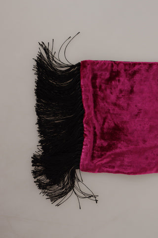 Bordeaux Velvet Magenta Neck Wrap Fringes Scarf