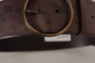 Elegant Dark Brown Leather Belt With Logo Buckle