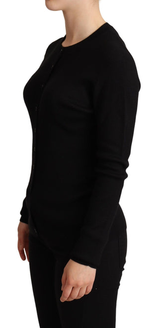 Elegant Black Silk Cashmere Cardigan