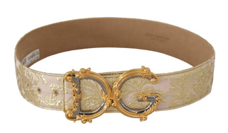 Elegant Gold And Pink Leather Belt