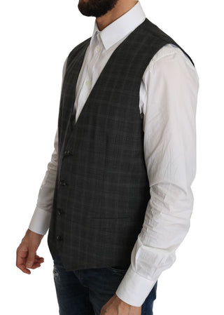 Elegant Checkered Wool Vest For The Urbane Man