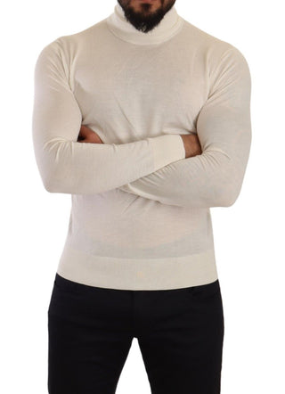 Ivory Cashmere-silk Blend Turtleneck Sweater