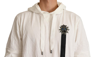 Exquisite Off-white Cotton Hooded Sweater