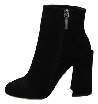 Embroidered Ankle Boots In Lambskin Suede