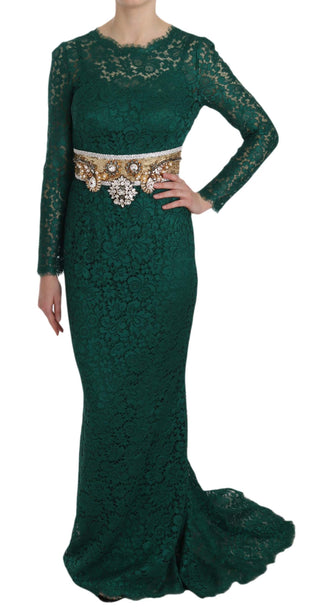 Emerald Elegance Long Sleeve Floor-length Dress