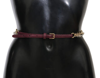 Crystal Studded Waist Belt In Purple