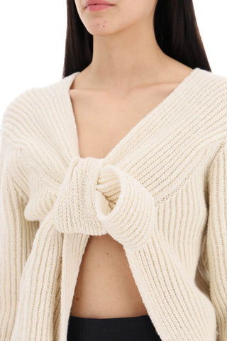 Ribbed Sweater With Tieable Closure