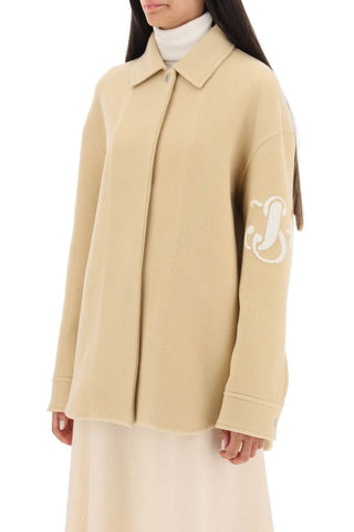 Midi Car Coat With Logo Embroidery