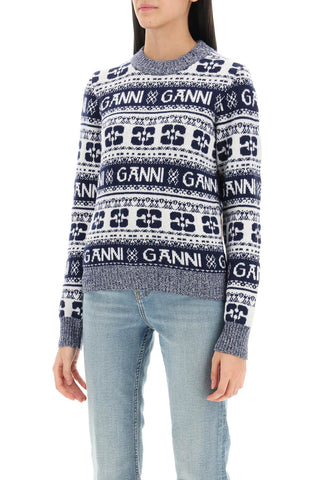 Jacquard Wool Sweater With Logo Pattern