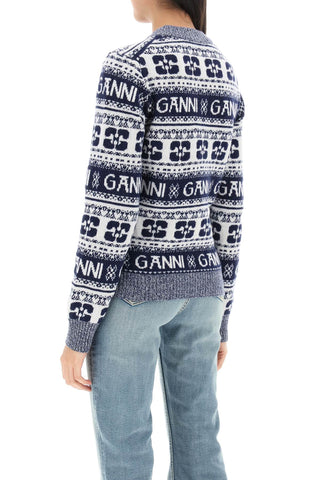 Jacquard Wool Sweater With Logo Pattern