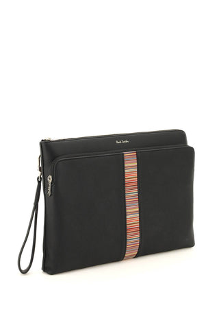 Signture Stripe Leather Pouch